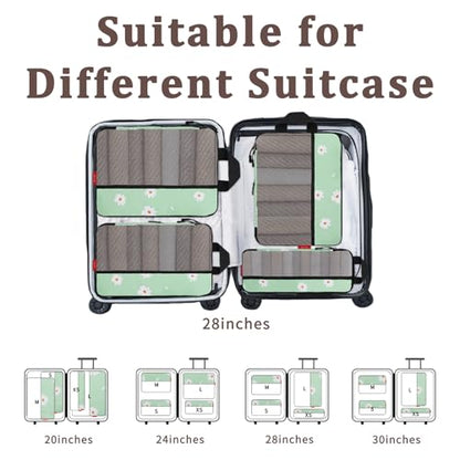 U+U 4 Set Compression Packing Cubes, Travel Organizers (Daisy) - color: Daisy, size: 4 Set