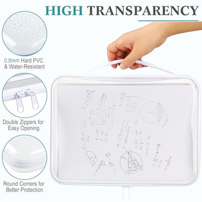 Sanwuta 4 Pcs Clear Zipper Case with Handle, 12.6 x 9 x 2 Inches, White - size: 12.6 x 9 x 2 Inches