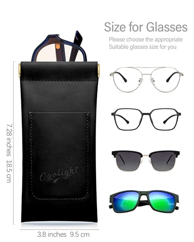 Eyeglass Cases Soft 2 Pack - Squeeze Top Anti Scratch Sunglasses Soft Case for Reading Glasses/Sunglasses Storage. - color: Black