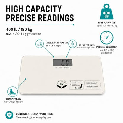 700 Series Travel Digital Bathroom Scale, 400 lb, Off-White - color: Off-White