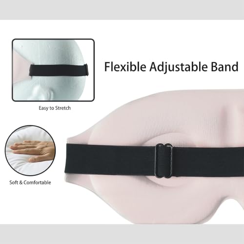POVVIR 3D Sleeping Eye Mask, Total Blackout Blindfold, Zero Pressure Eye Cover, Breathable Soft Mask, Travel Nap Eye Mask, Deep Night Sleep Mask, Pink - color: Pink