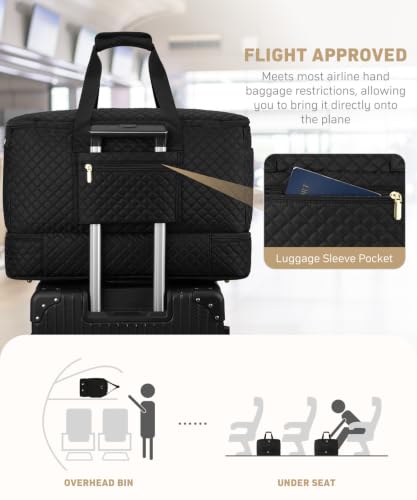 Overnight Bags for Women Travel Duffel: Weekender Bag with Shoe Compartment - color: 01-Black
