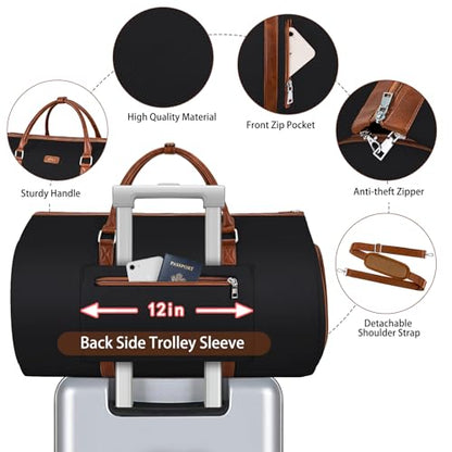 Convertible 2-in-1 Garment Bags for Travel with Waterproof Shoe Compartment - color: 2-Black