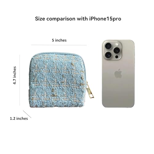 Jewelry Organizer Case, Small Travel Tweed Pouch, Portable(Aqua Blue) - color: Aqua Blue