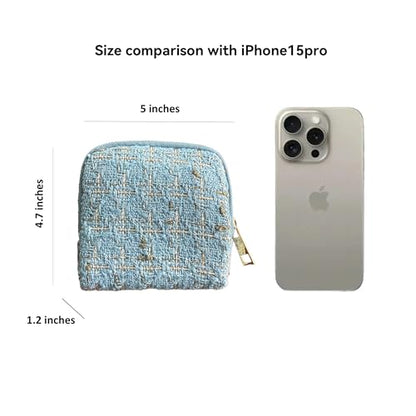 Jewelry Organizer Case, Small Travel Tweed Pouch, Portable(Aqua Blue) - color: Aqua Blue