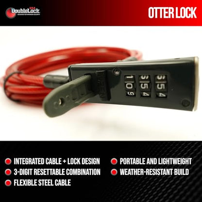 DoubleLock Otter Outdoor Tether Cable Combination Lock (6mm) – 10ft Weatherproof Steel Cable, Keyless Resettable Lock for Outdoor Gear, Bikes, Coolers, Kayaks, and Sports Equipment - size: 6mm