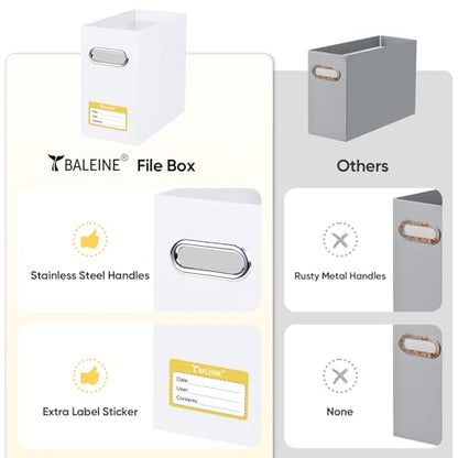 BALEINE 2PK File Organizer Box, Cardboard File Folder Organizer with Handle - color: White, style: 2PK (Slim)
