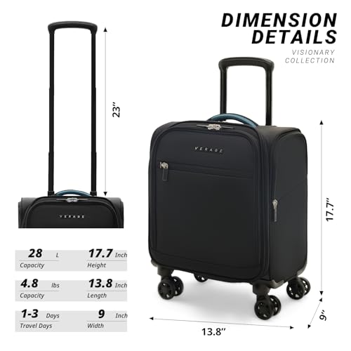 Verage Underseat Carry On Luggage with Wheels,14.5-Inch,Black - color: Black, size: 14.5-Inch Plus Underseat