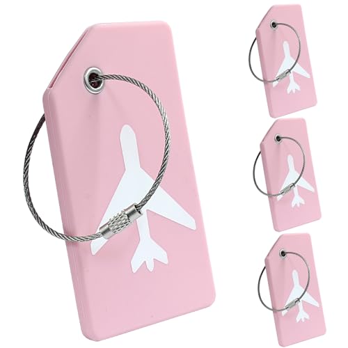 4 Pcs Silicone Luggage Tag, Pink