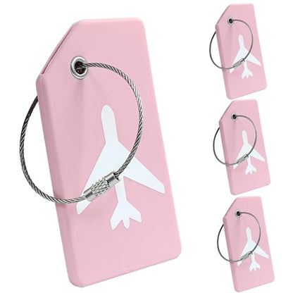 4 Pcs Silicone Luggage Tag, Pink