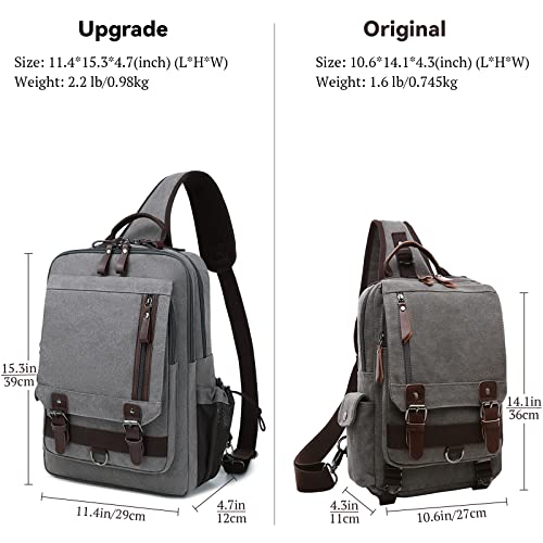 mygreen Canvas Cross Body Messenger Bag Shoulder Sling Backpack Travel Rucksack - color: Gray