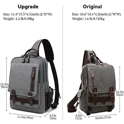 mygreen Canvas Cross Body Messenger Bag Shoulder Sling Backpack Travel Rucksack - color: Gray