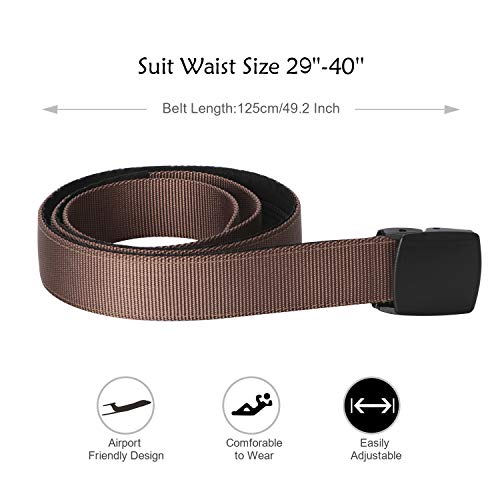 SUOSDEY Travel Money Belt, Nylon Hidden Money Pocket Belt with Plastic Buckle - color: 02-coffee, size: Suit pant size below 40"