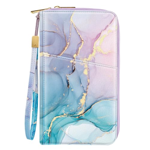 Family Passport Holder Wallet RFID Blocking Document Organizer - color: Gradient Marble