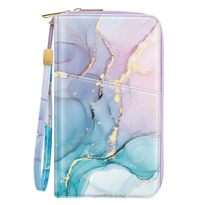Family Passport Holder Wallet RFID Blocking Document Organizer - color: Gradient Marble