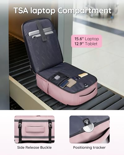 Taygeer Travel Backpack for Women, Travel Personal Item Bag with Shoe Pouch - color: Amourpink