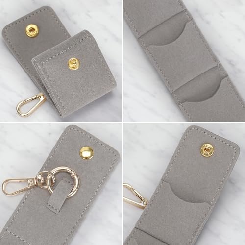 KUKUVR Mini Travel Jewelry Organizer Case with Keychain (Grey) - color: Grey