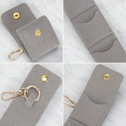 KUKUVR Mini Travel Jewelry Organizer Case with Keychain (Grey) - color: Grey