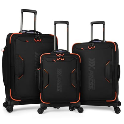 3-Piece Softside Upright Luggage Set,Waterproof Fabric - color: Black, size: 3-Piece Set (22"/26"/30'')