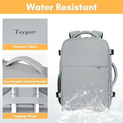 Taygeer Carry On Backpack, Womens Travel Backpack with Water Bottle Pocket - color: Elephantgray, size: Large