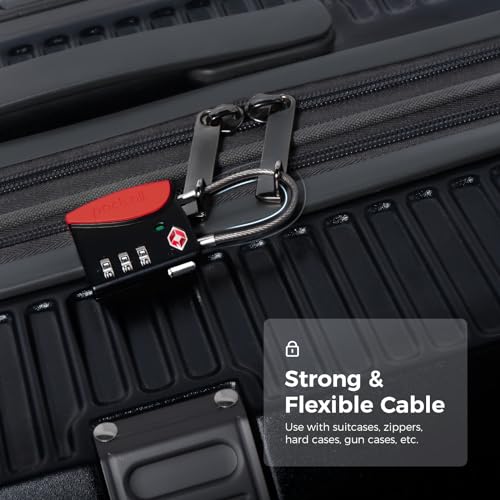 pack all TSA Approved Travel Luggage Locks, Resettable 3-Digit Code - color: Red, size: 4 Pack