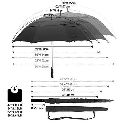G4Free 47/54/62/68/72 Inch Golf Umbrella Windproof Auto Open Large Umbrella - color: Black, size: 54 inch