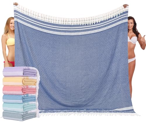 Widdonen Turkish Beach Towel Blanket Compact Giant 85x75 Blue - color: Zdiamond Blue