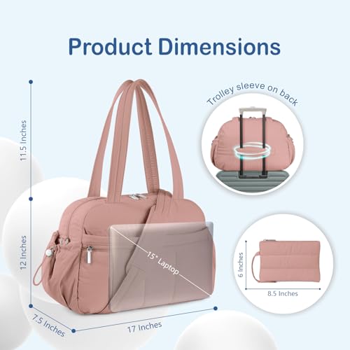 TOPDesign Travel Duffel Bag, Puffy Carry On Overnight, Gym Bag w/Wet Pocket - color: Dark Pink