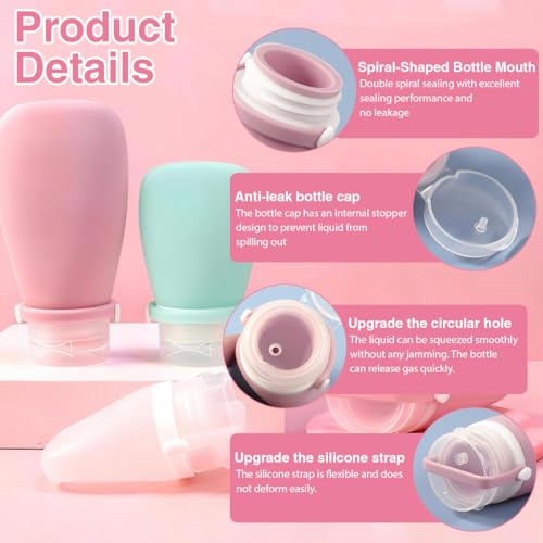 4 Pack 30ML/1OZ Colorful Silicone Travel Bottles with Locking Lid Refillable Leak-Proof Squeeze Bottle Cosmetic Storage Containers Vials for Lotion Toiletries