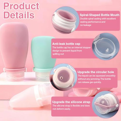 4 Pack 30ML/1OZ Colorful Silicone Travel Bottles with Locking Lid Refillable Leak-Proof Squeeze Bottle Cosmetic Storage Containers Vials for Lotion Toiletries