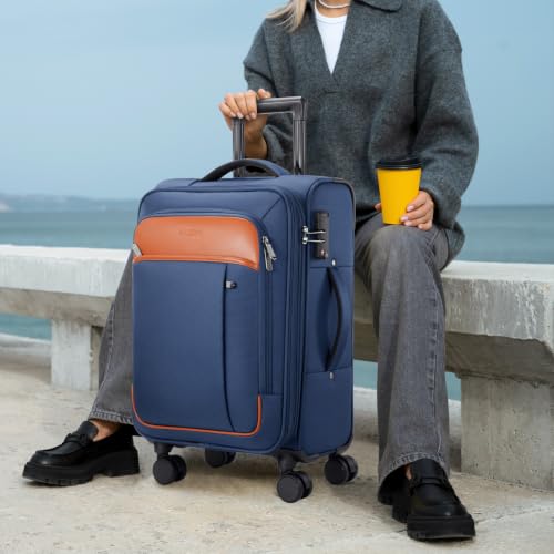 Softside Expandable Carry On Luggage, 20in Carry on Suitcase with Wheels - color: Blue