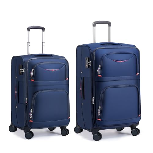 ROPLUS Softside Expandable Luggage with 4 Spinner Wheels, Durable Carry-On Luggage Suitcase (Blue, 2-Piece Set 21/25) - color: Blue, size: 2-Piece Set (21/25)