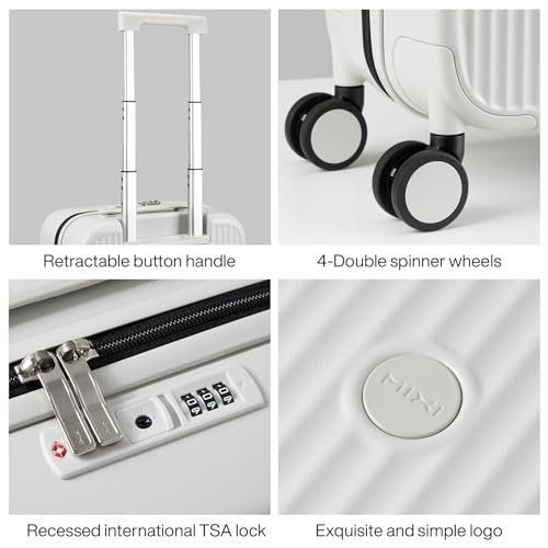 mixi Underseat Carry on Luggage 16 Inch Hardshell PC Suitcase with Spinner Wheels TSA Lock for Travel, Smoke White - color: Smoke White TSA2, size: 16-inch