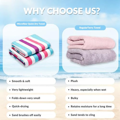 Exclusivo Mezcla Microfiber Quick Dry Large Beach Pool Towel - color: Stripe-forest Green, size: 30" x 60"