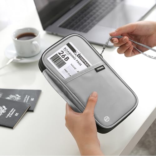 VanFn RFID Travel Passport Wallet, Family Passport Holder, Trip Document Organizer P.Travel Series - color: Light Gray