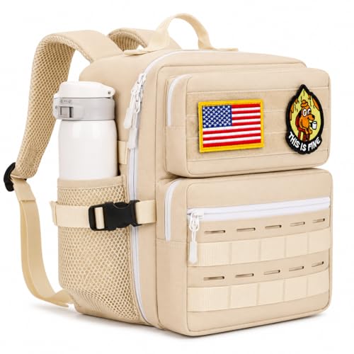 9L Mini Tactical Backpack for Men and Women, Gym Hiking Travel Daypack - color: Beige