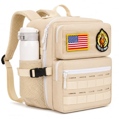 9L Mini Tactical Backpack for Men and Women, Gym Hiking Travel Daypack - color: Beige