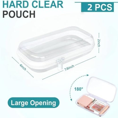 Thickened Clear Hard Shell Zipper Case,Professional-Grade Plastic Clear Zipper Pencil Case, Toiletry Pouch, Travel Organizer, Cosmetic Bag, Toy Storage Bins (2PCS-S) - color: 2PCS-S