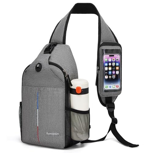 Crossbody Sling Backpack with Touch Screen Phone Pocket, Chest Bag for Commuting and Daily Use - color: Gray