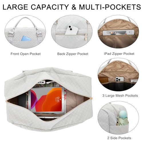 Travel Duffle Bag for Women Carry on Bags Overnight Weekender Gym 3pcs Set - color: Grey