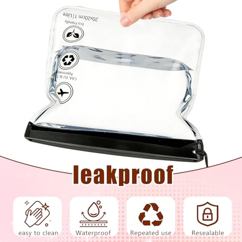 Reusable Quart Size TSA-Approved Toiletry Bag with Gusseted Bottom, Clear Makeup Cosmetic Bag Organizer, 4-Pack of 16 mil Quart Size Travel Bag for Toiletries, Carry-on Travel Accessories Essentials
