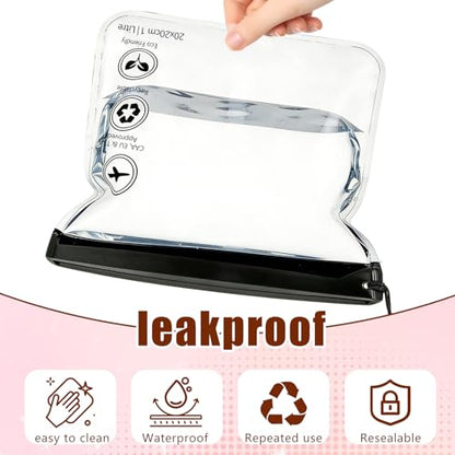 Reusable Quart Size TSA-Approved Toiletry Bag with Gusseted Bottom, Clear Makeup Cosmetic Bag Organizer, 4-Pack of 16 mil Quart Size Travel Bag for Toiletries, Carry-on Travel Accessories Essentials