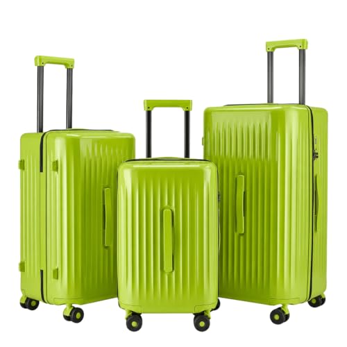 Luggage Sets 3 Piece Suitcase Spinner Hardshell TSA Lock, Green - color: Green