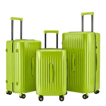 Luggage Sets 3 Piece Suitcase Spinner Hardshell TSA Lock, Green - color: Green