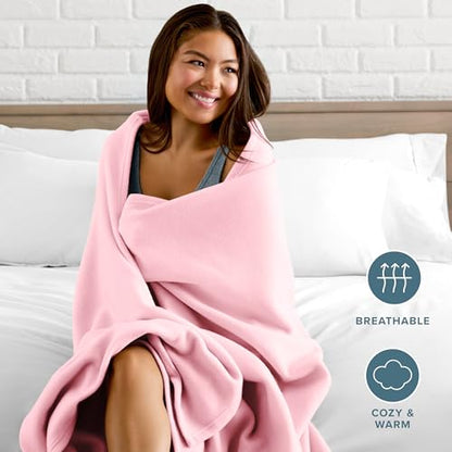 Bare Home Polar Fleece Blanket - Light Pink - Warm & Cozy - Premium Fleece for Bed, Sofa, Camping, Travel and Cold Nights - Lightweight Blanket (King, Light Pink) - color: 13 - Light Pink, size: King