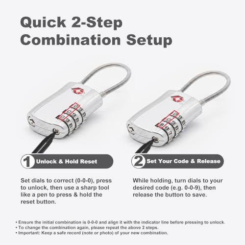 Luggage Locks TSA Approved 2 Pack, Small Padlock Combination, TSA Locks for Luggage, Travel Combo Padlock with Code for Suitcase, Backpack Zipper, Locker, Gun Case, Ammo Can (Black+Silver) - color: Black+Silver