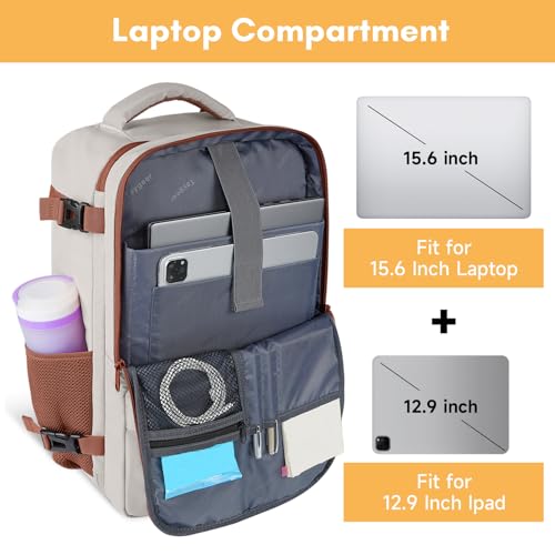 Taygeer Backpack for Women, College Backpack with Laptop Compartment - color: Khakiwhite, size: Large