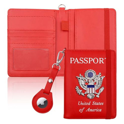 Passport Holder for Travel,Passport Cover Case with RFID (red) - color: red