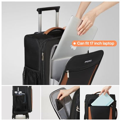 mixi Carry On Luggage 20 Inch Softside Expandable Suitcase, Black - color: Black, size: 20-Inch Carry On