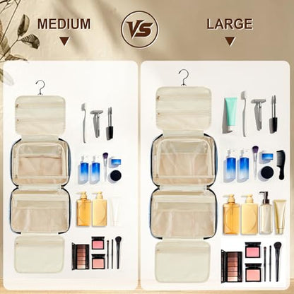 Travel Toiletry Bag with Hook Water-Resistant Makeup Cosmetic Bag - color: Blue, size: Large